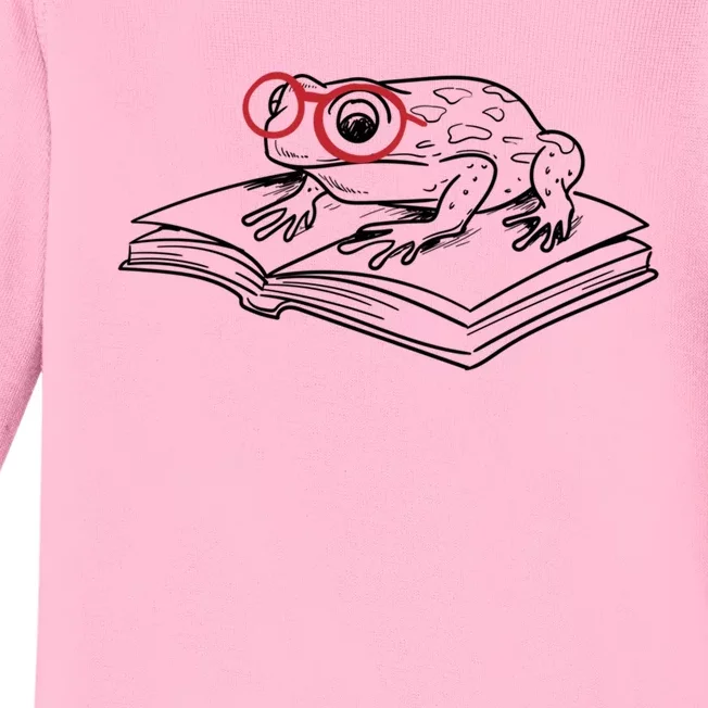 Frogs And Books Reading Literature Cute Gift Baby Long Sleeve Bodysuit