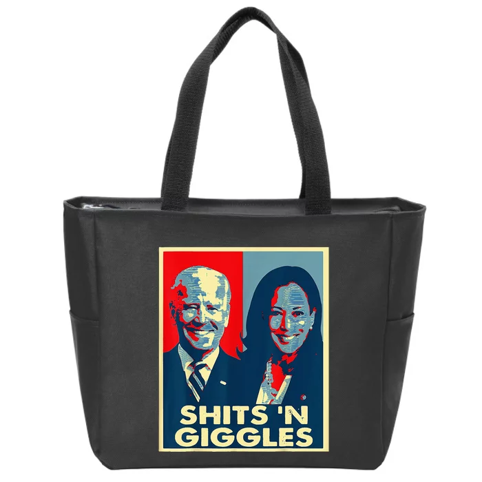 Funny Anti Biden Harris Shits N Giggles Political Zip Tote Bag