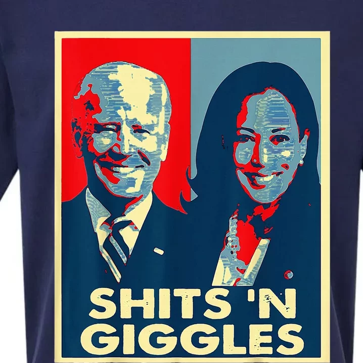 Funny Anti Biden Harris Shits N Giggles Political Sueded Cloud Jersey T-Shirt