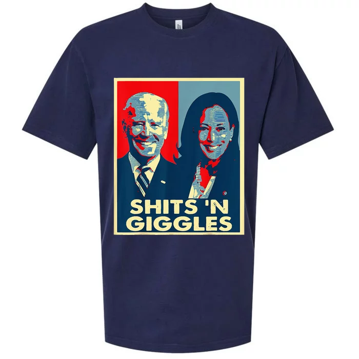 Funny Anti Biden Harris Shits N Giggles Political Sueded Cloud Jersey T-Shirt