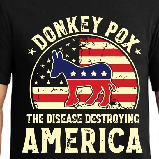 Funny Anti Biden Donkey Pox The Disease Destroying America Pajama Set