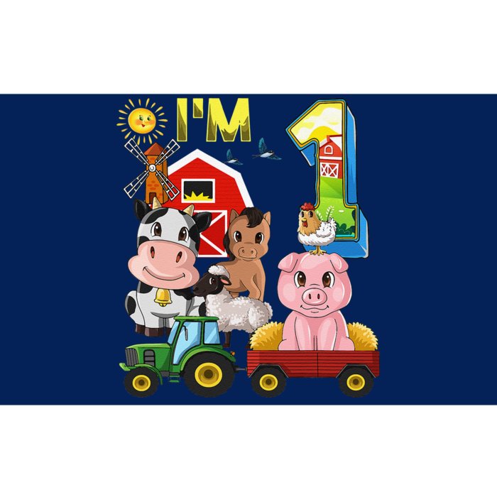 Farm Animals Barnyard Tractor 1st Birthday I'm 1 Year Old Bumper Sticker