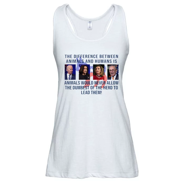 Funny Anti Biden Never Allow The Dumbest To Lead Democrats Ladies Essential Flowy Tank