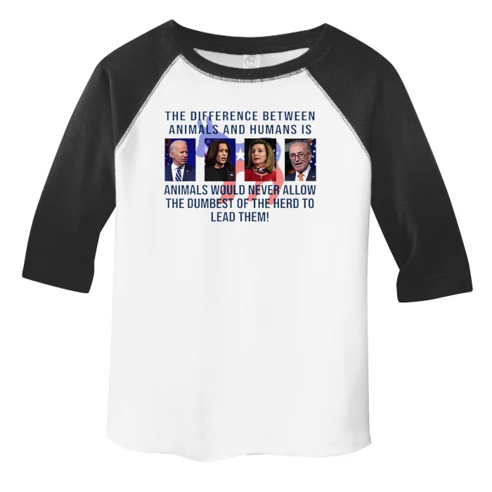 Funny Anti Biden Never Allow The Dumbest To Lead Democrats Toddler Fine Jersey T-Shirt