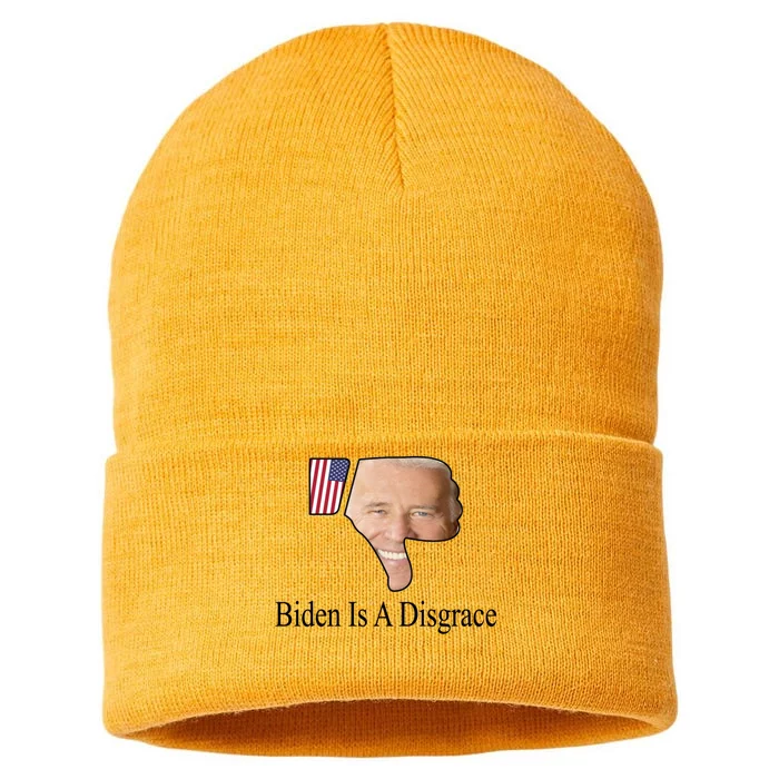 Funny Anti Biden Tee Biden Is A Disgrace Sustainable Knit Beanie