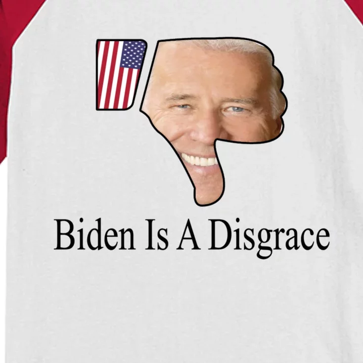 Funny Anti Biden Tee Biden Is A Disgrace Kids Colorblock Raglan Jersey