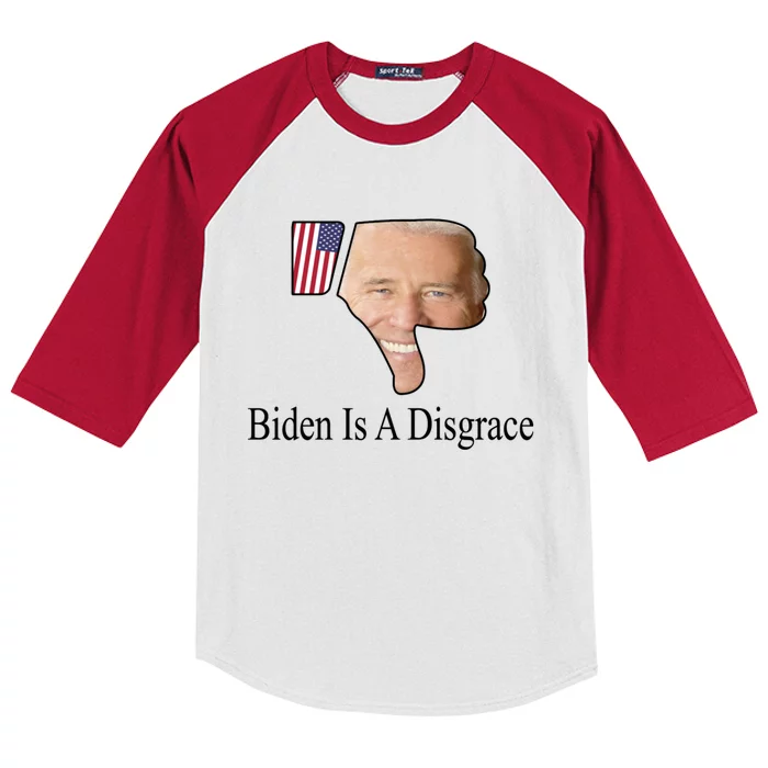 Funny Anti Biden Tee Biden Is A Disgrace Kids Colorblock Raglan Jersey