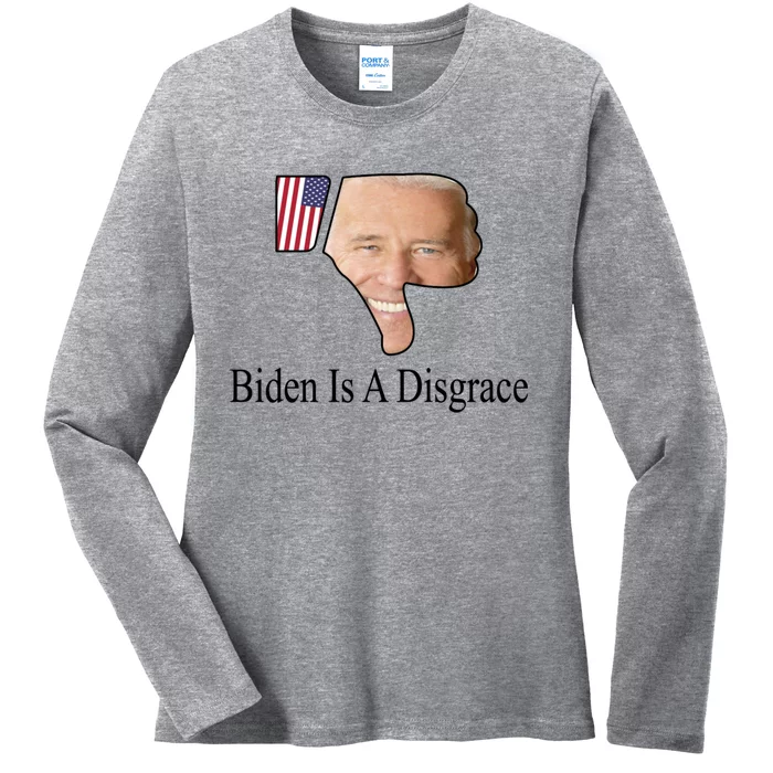 Funny Anti Biden Tee Biden Is A Disgrace Ladies Long Sleeve Shirt