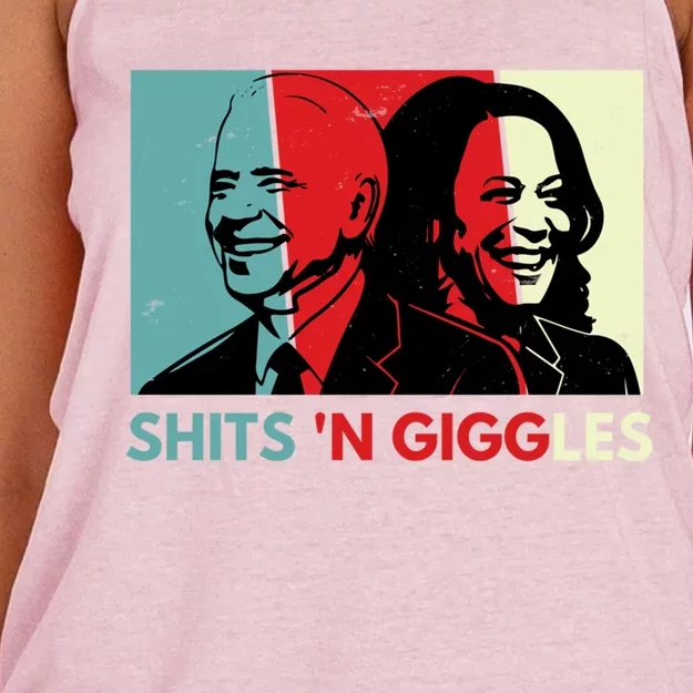 Funny Anti Biden Harris Shits N Giggles Political Gift Great Gift Women's Knotted Racerback Tank