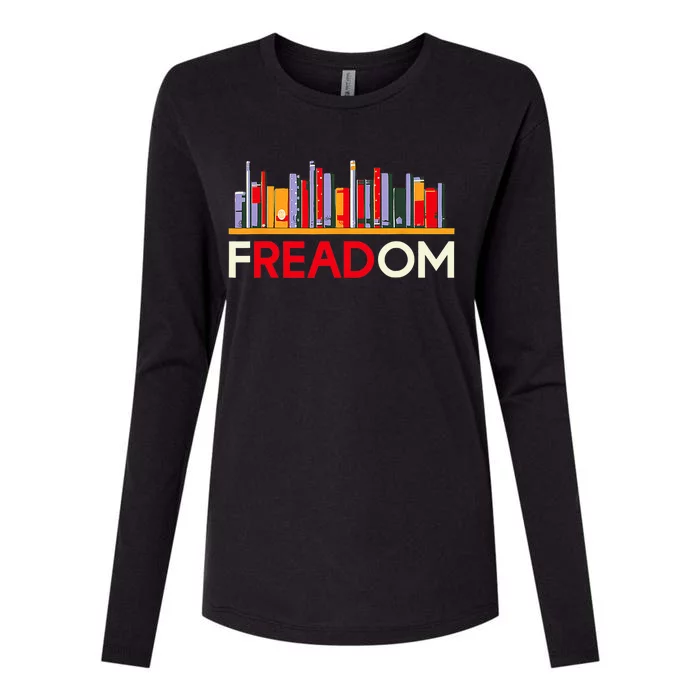 Freadom Anti Ban Books Freedom To Read Book Lover Reading Womens Cotton Relaxed Long Sleeve T-Shirt