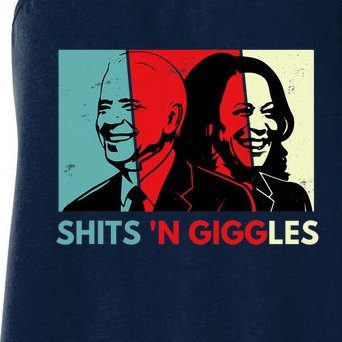 Funny Anti Biden Harris Shits 'N Giggles Political Gift Women's Racerback Tank