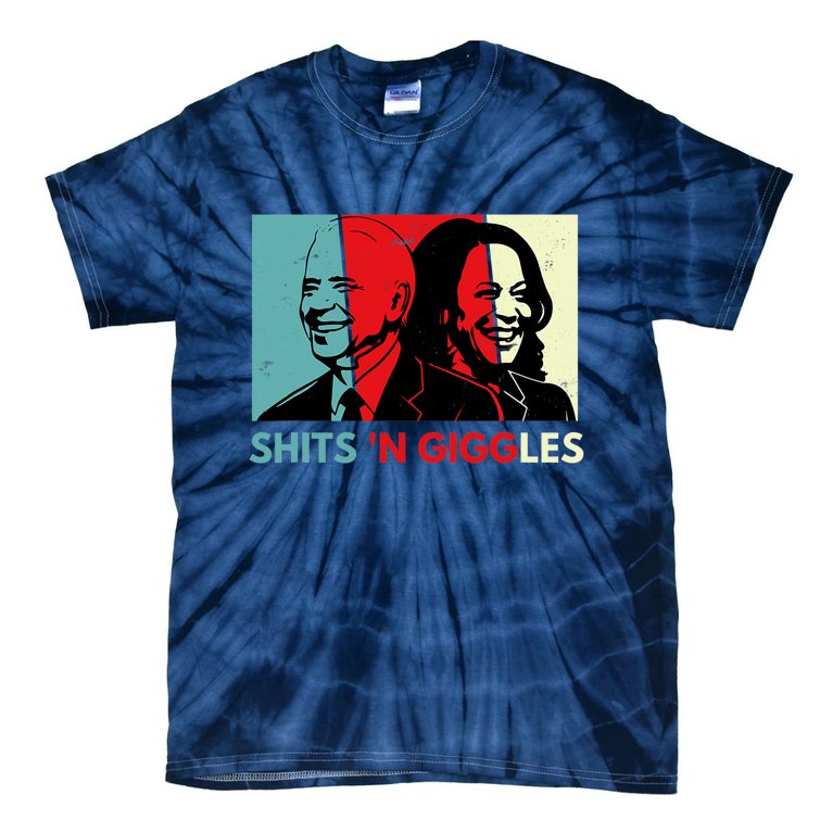 Funny Anti Biden Harris Shits 'N Giggles Political Gift Tie-Dye T-Shirt