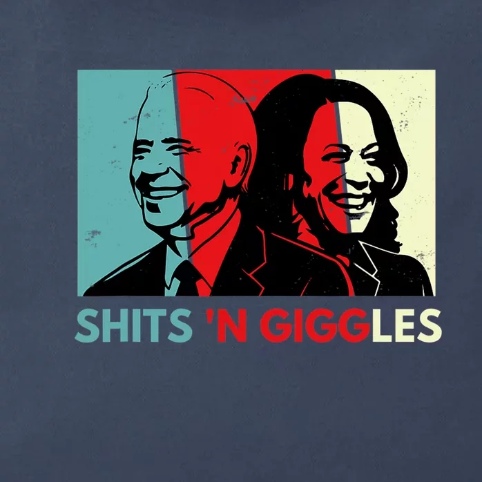 Funny Anti Biden Harris Shits 'N Giggles Political Gift Zip Tote Bag