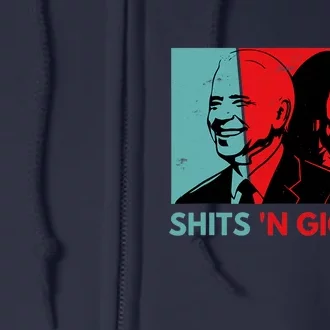 Funny Anti Biden Harris Shits 'N Giggles Political Gift Full Zip Hoodie