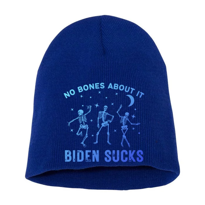 Funny Anti Biden Halloween Biden Sucks Dancing Skeletons Meaningful Gift Short Acrylic Beanie