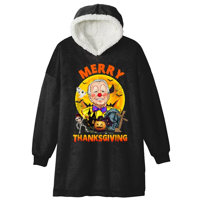 Funny Anti Biden Merry Thanksgiving Confused Halloween Hooded Wearable Blanket