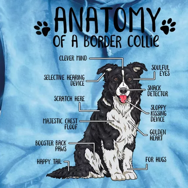 Funny Anatomy Border Collie Dog Lover Gift Tie Dye Hoodie