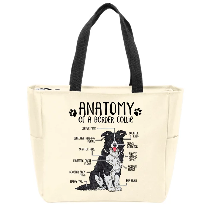 Funny Anatomy Border Collie Dog Lover Gift Zip Tote Bag