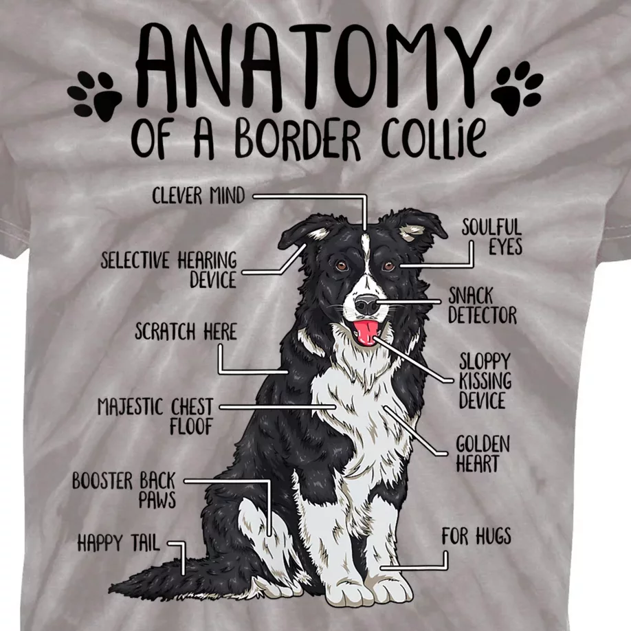 Funny Anatomy Border Collie Dog Lover Gift Kids Tie-Dye T-Shirt