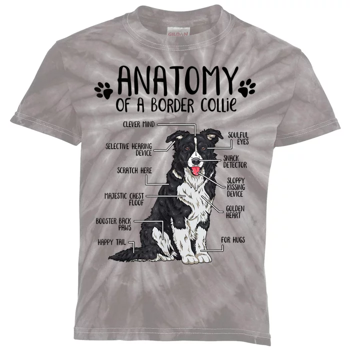 Funny Anatomy Border Collie Dog Lover Gift Kids Tie-Dye T-Shirt