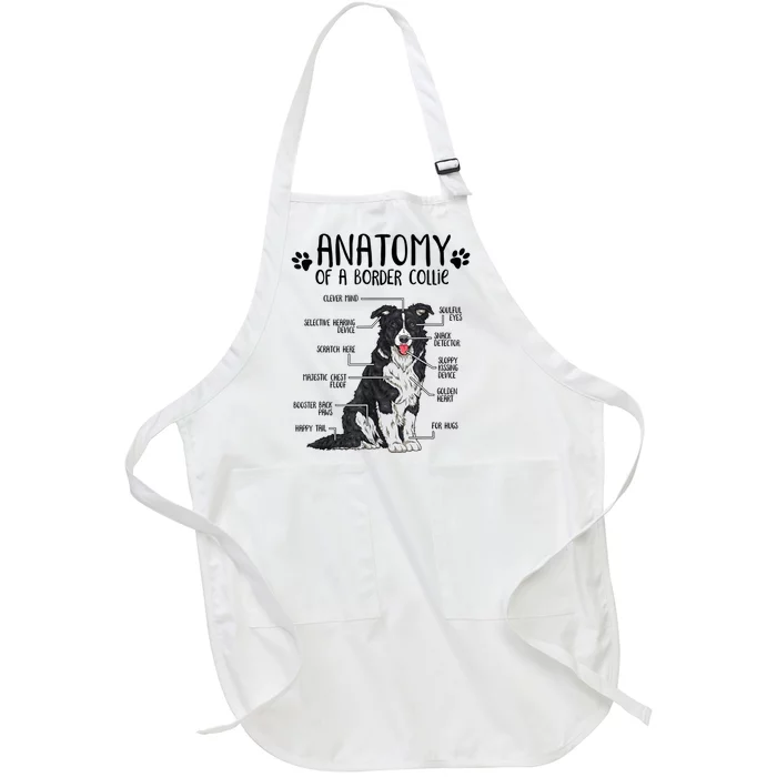 Funny Anatomy Border Collie Dog Lover Gift Full-Length Apron With Pocket