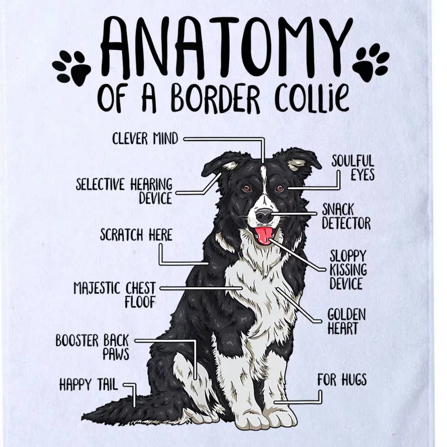 Funny Anatomy Border Collie Dog Lover Gift Platinum Collection Golf Towel