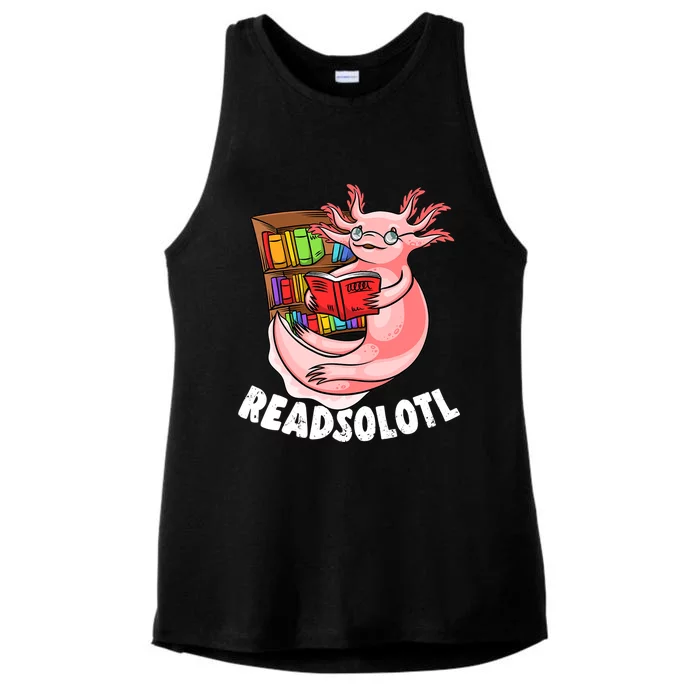 Funny Axolotl Book Lover Reading Lover Literature Ladies Tri-Blend Wicking Tank