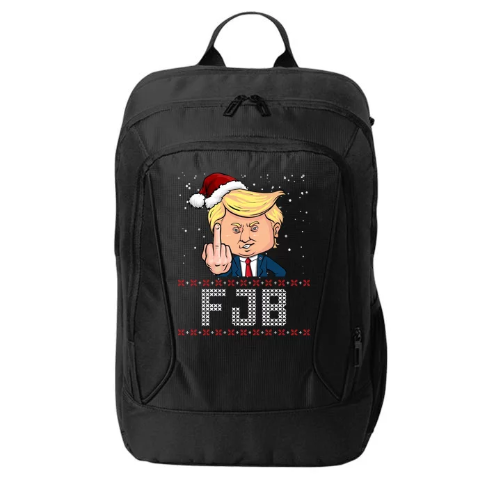 FJB Anti Biden Trump Flicking Off Ugly Christmas City Backpack