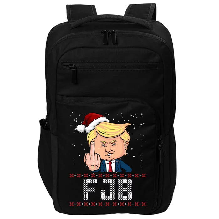 FJB Anti Biden Trump Flicking Off Ugly Christmas Impact Tech Backpack