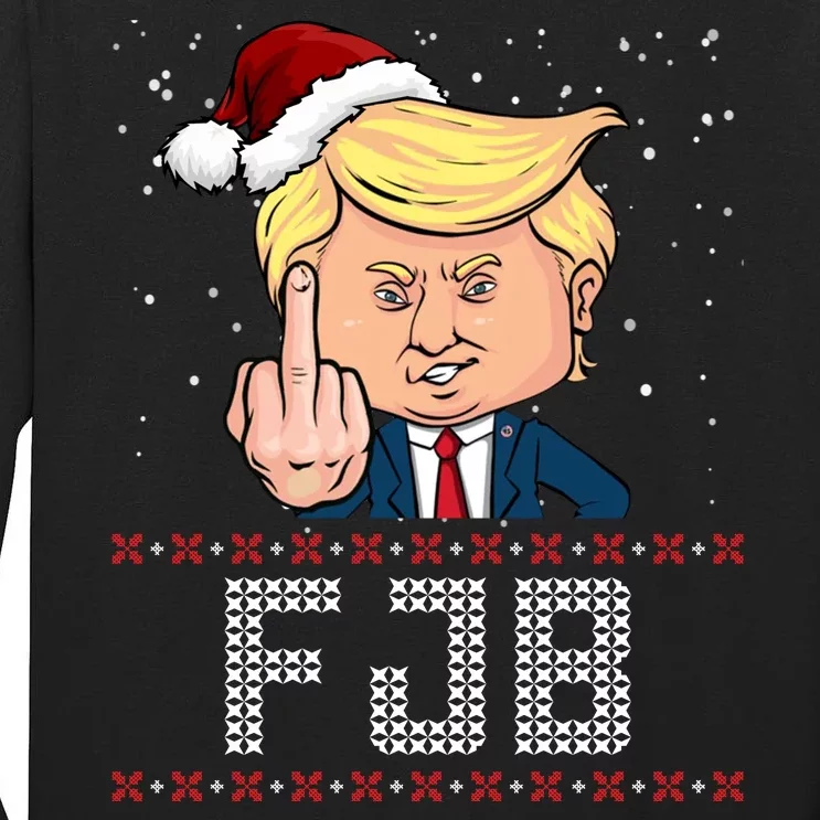 FJB Anti Biden Trump Flicking Off Ugly Christmas Tall Long Sleeve T-Shirt