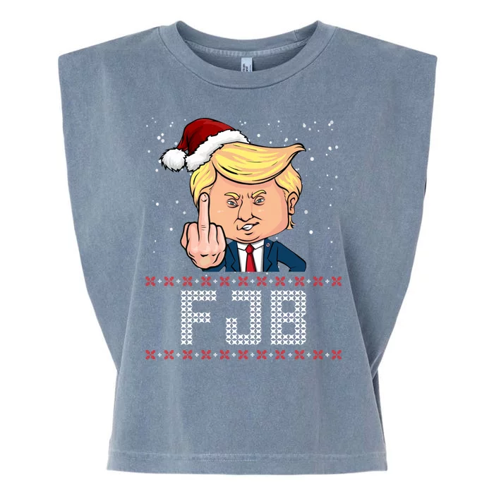 FJB Anti Biden Trump Flicking Off Ugly Christmas Garment-Dyed Women's Muscle Tee