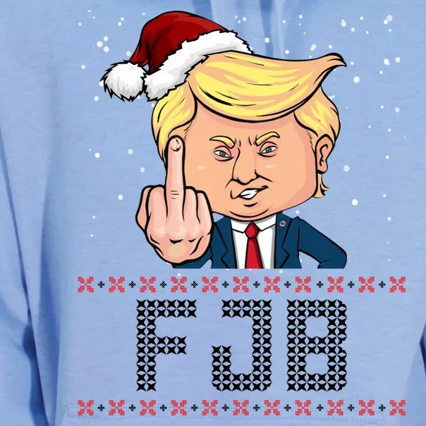 FJB Anti Biden Trump Flicking Off Ugly Christmas Unisex Surf Hoodie