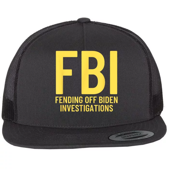 Funny Anti Biden FBI Fending Off Biden Investigations Flat Bill Trucker Hat