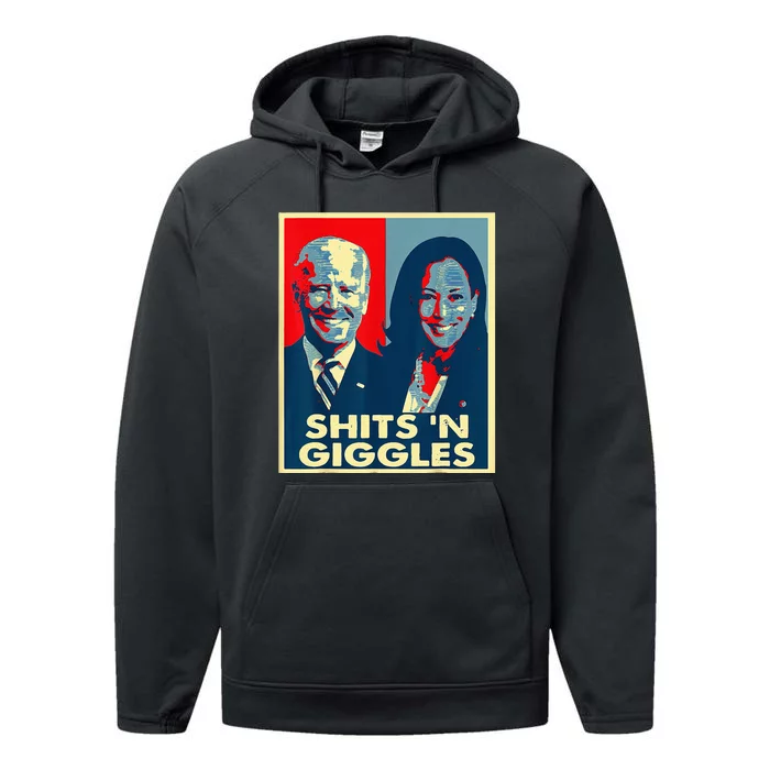 Funny Anti Biden Harris Shits N Giggles Political Performance Fleece Hoodie