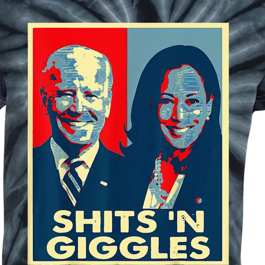 Funny Anti Biden Harris Shits N Giggles Political Kids Tie-Dye T-Shirt