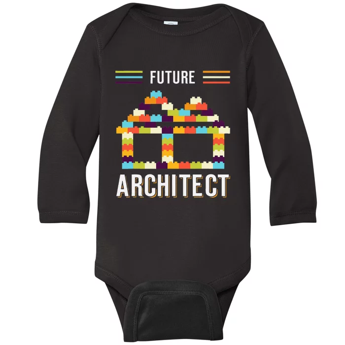 Future Architect Building Blocks Brick Gift for Cute Baby Long Sleeve Bodysuit