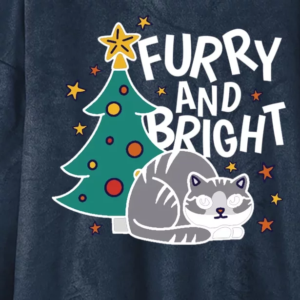 Furry And Bright Funny Cute Christmas Cat Hooded Wearable Blanket