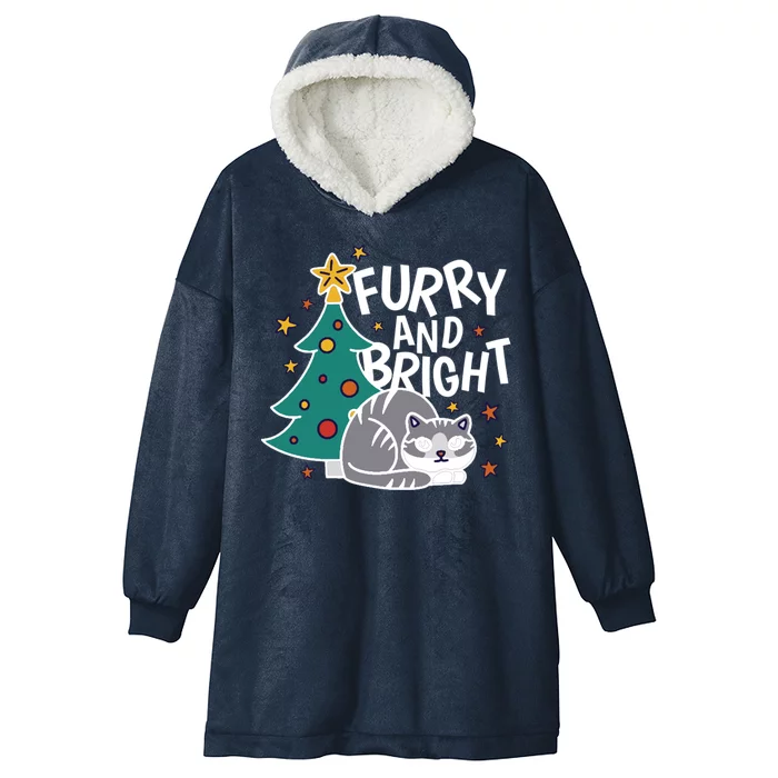 Furry And Bright Funny Cute Christmas Cat Hooded Wearable Blanket