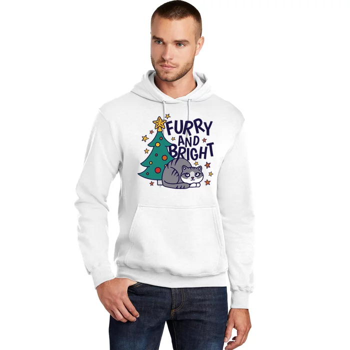 Furry And Bright Funny Cute Christmas Cat Hoodie