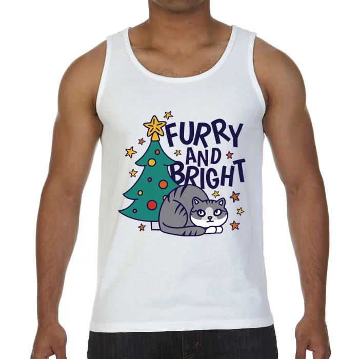 Furry And Bright Funny Cute Christmas Cat Comfort Colors® Tank Top