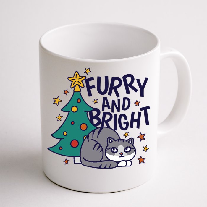 Furry And Bright Funny Cute Christmas Cat Front & Back Coffee Mug