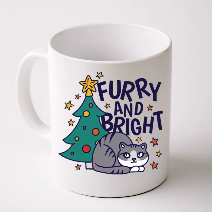 Furry And Bright Funny Cute Christmas Cat Front & Back Coffee Mug