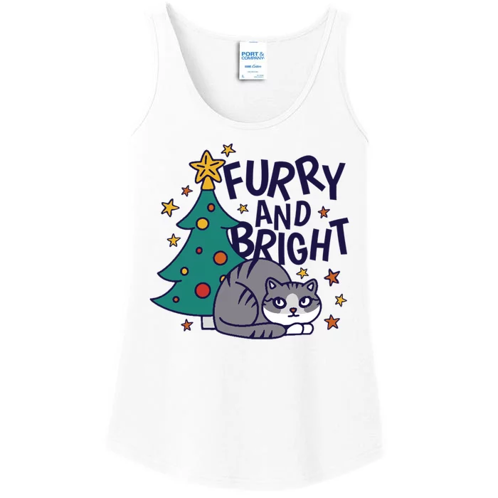 Furry And Bright Funny Cute Christmas Cat Ladies Essential Tank