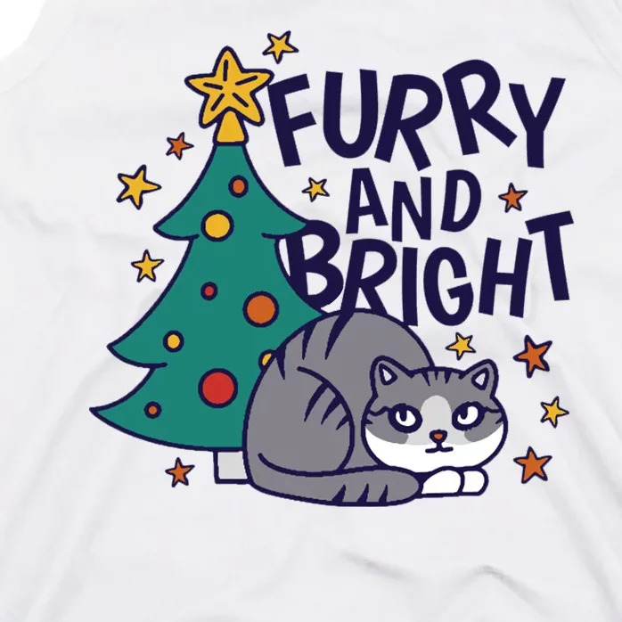 Furry And Bright Funny Cute Christmas Cat Tank Top