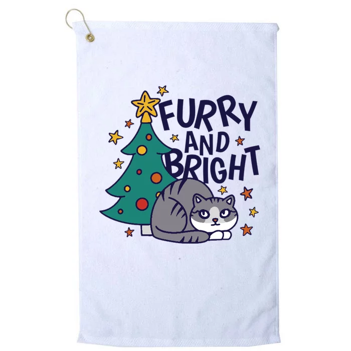 Furry And Bright Funny Cute Christmas Cat Platinum Collection Golf Towel