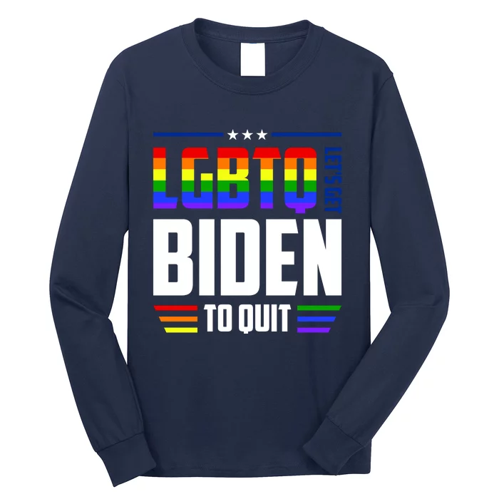 Funny Anti Biden LGBTQ Lets Get Biden To Quit Long Sleeve Shirt