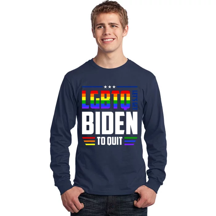 Funny Anti Biden LGBTQ Lets Get Biden To Quit Tall Long Sleeve T-Shirt