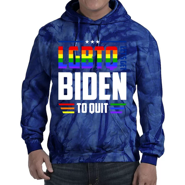 Funny Anti Biden LGBTQ Lets Get Biden To Quit Tie Dye Hoodie