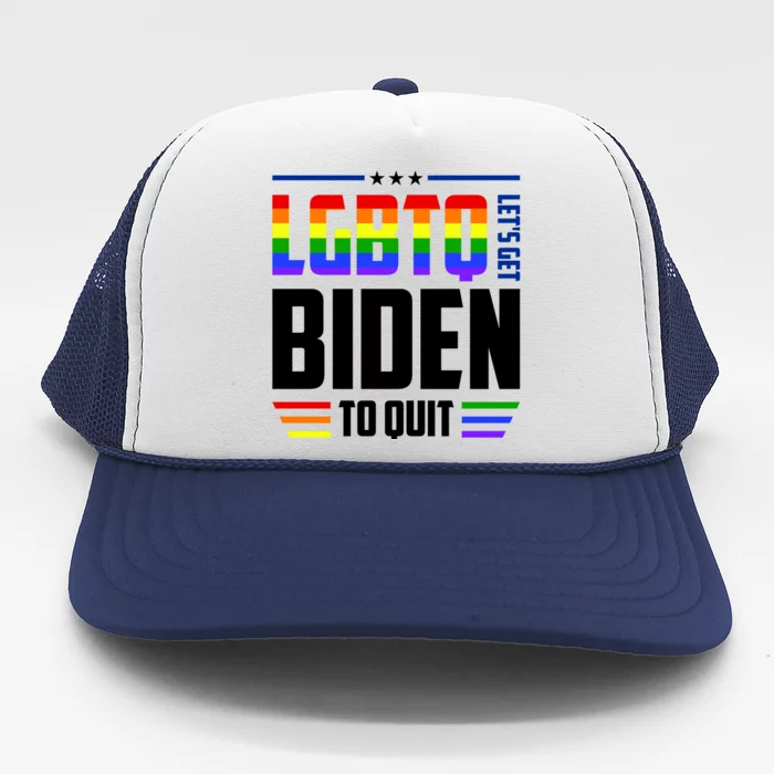 Funny Anti Biden LGBTQ Lets Get Biden To Quit Trucker Hat