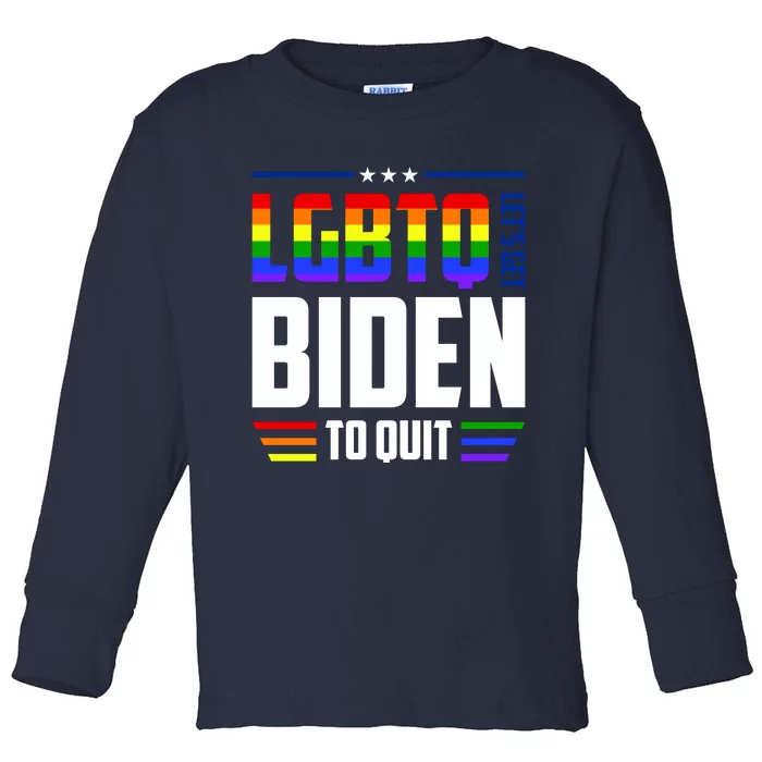 Funny Anti Biden LGBTQ Lets Get Biden To Quit Toddler Long Sleeve Shirt